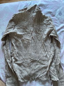 Crinkled Long Sleeve Button-Up Shirt