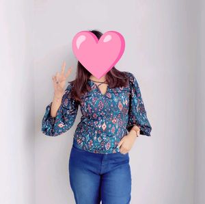 Stylish Printed V-Neck Top