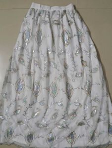 Elegant White Sequin Lehenga Set