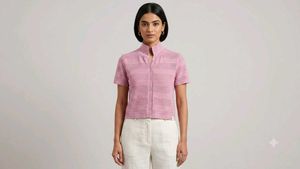 Pink Knitted Button-Down Top