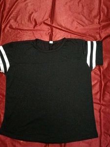 Black T-Shirt with White Stripes