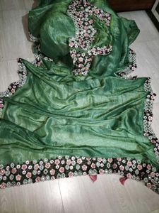 Designer Green Embellished Saree