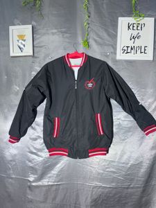 Black Bomber Jacket with Red Accents