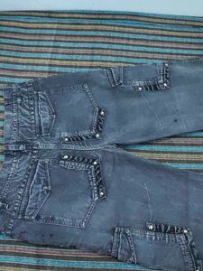 Blue Denim Cargo Pants