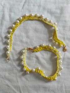 Handmade Crochet Pearl Anklet