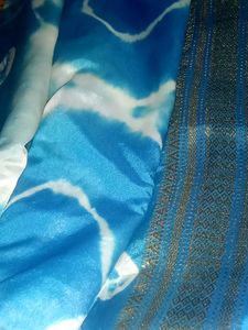 Beautiful Blue Saree with White Motifs