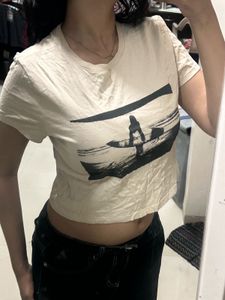 Cropped T-Shirt with Graphic Print