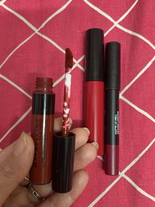 Set Of 3 lipisticks,pink,mehrune,brown