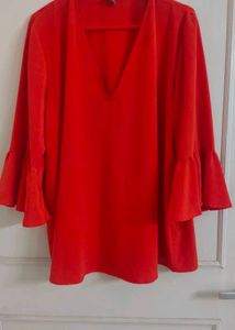 Chic Red Bell Sleeve Top