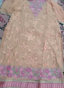 fully embroidered stiched kurti with lining