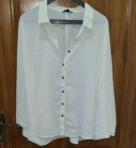 Classic White Sheer Button-Up butterfly top