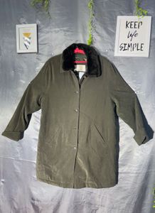 Olive Green Fur Collar Jacket
