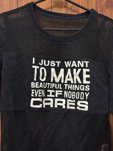 Black Mesh Long Sleeve Top