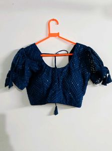 Navy Blue Embellished Blouse
