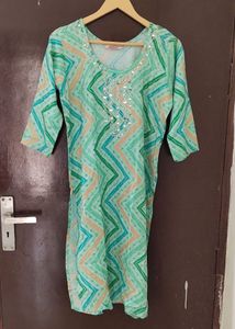 Light Green ZigZag Print Kurta Set