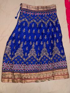 Stunning Blue &amp; Pink Embroidered Lehenga Choli