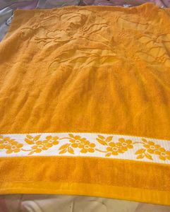 Vintage Orange Embroidered Bath Towel