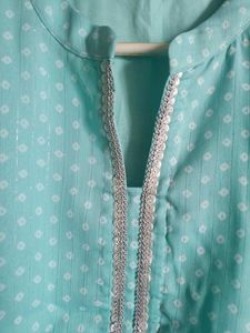 Light Blue Kurti with bhandani Print
