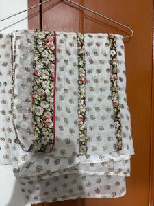 Graceful White Floral Saree