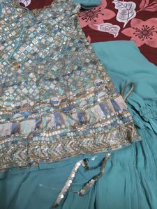 Elegant Sky Blue Sharara Suit