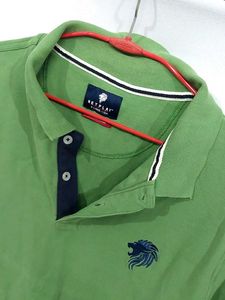 Green Polo Shirt with Lion Emblem