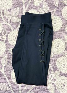 Women's Navy Blue High-Waist Stretch Ankle-Length