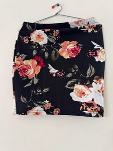 Black Floral Mini Skirt