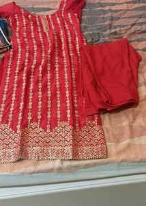 Beautiful Red &amp; Gold Kurta Set