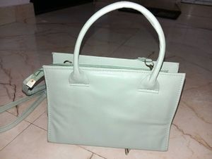 KRAZYKAT Baby Blue Handbag with Scarf Detail