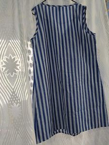 Blue &amp; White Striped Button-Up Dress