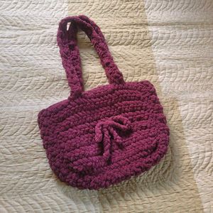 Plush Purple Crochet Handbag