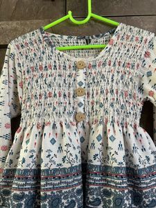 Boho Smocked Print Kurta