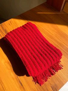 Red crochet Mikasa scarf 🧣