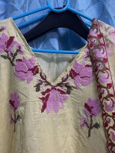 Beautifully Embroidered Yellow Kurta Set