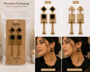 Stylish Black Gemstone Dangle Earrings