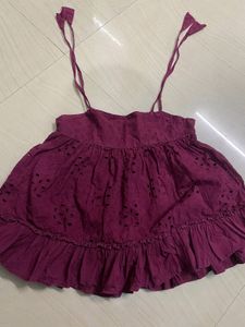 Burgundy Embroidery Frock