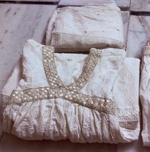 Elegant White Chikankari  set