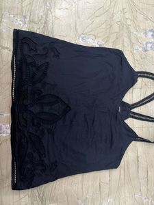 Stylish Navy Embroidered Cami Top