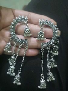 silver chaand bali Earrings