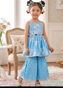 4-6 year Adorable Blue Floral Sharara Set