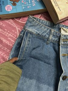 Vintage Two-Tone Denim Midi Skirt