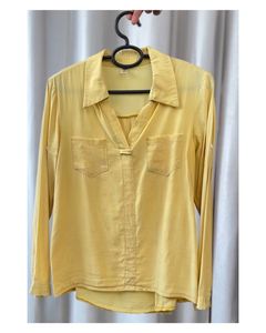 Yellow Long Sleeve Casual Blouse