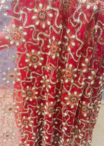 stunning pearl work saree