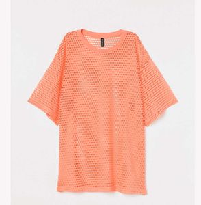 Sheer Mesh Oversized Tunic Top