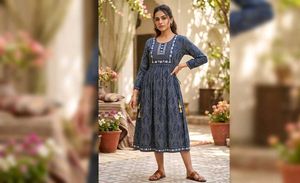 Stylish Blue Printed Kurta (XXL)