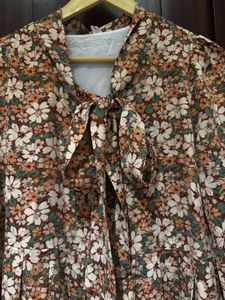 Floral Tie Neck Dress