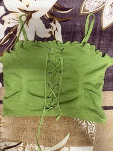 Green Lace Up Tank Top