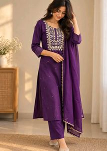 Embroidered Purple Kurta