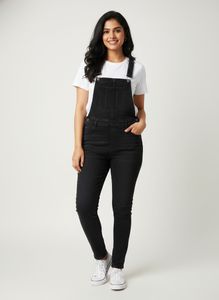 Black Denim Dungree Overalls for Women