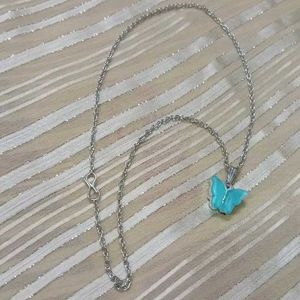 Cute Blue Butterfly Pendant Necklace